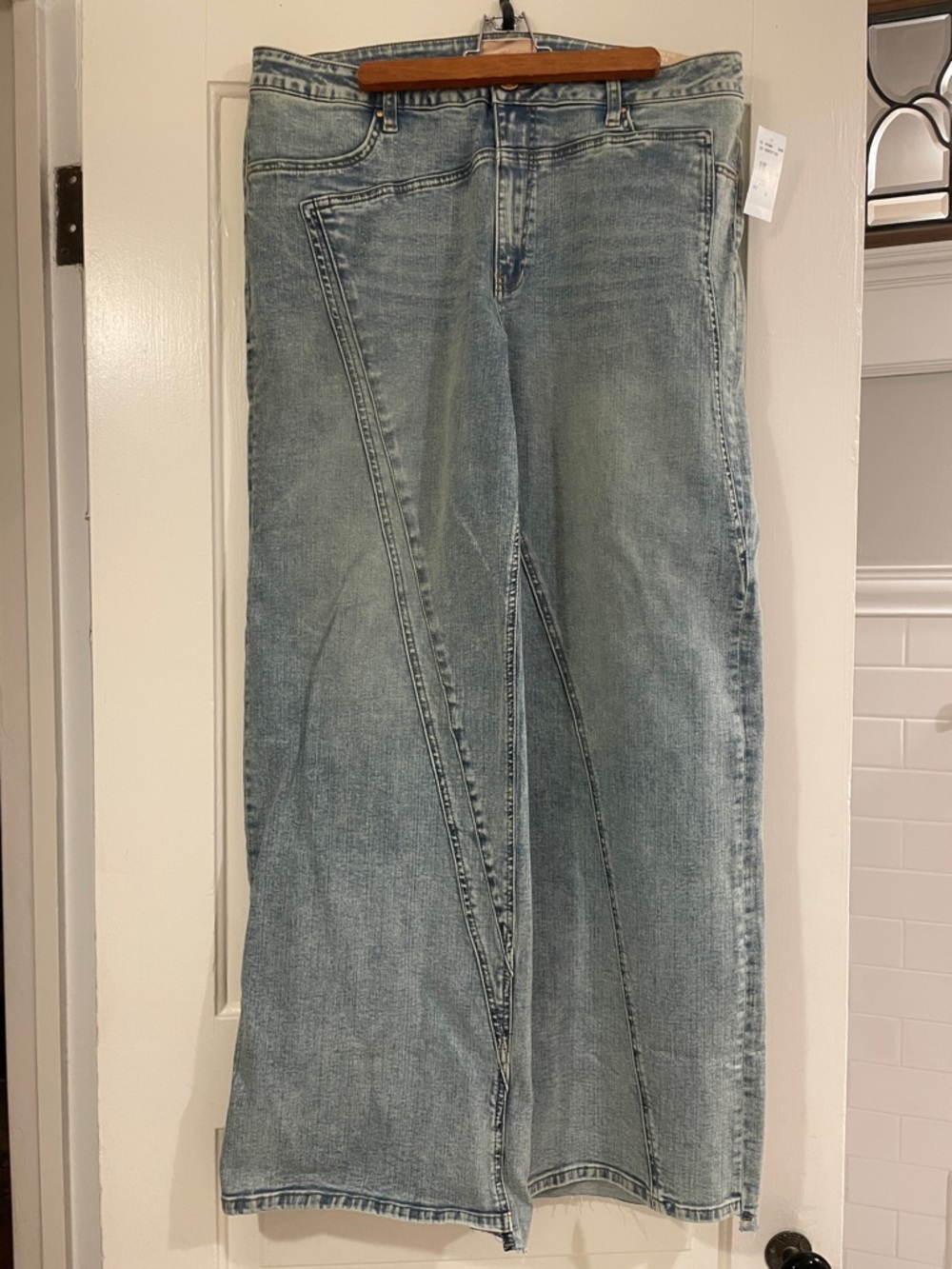 Kut from the Kloth Asymmetric Light Wash Flare Jeans